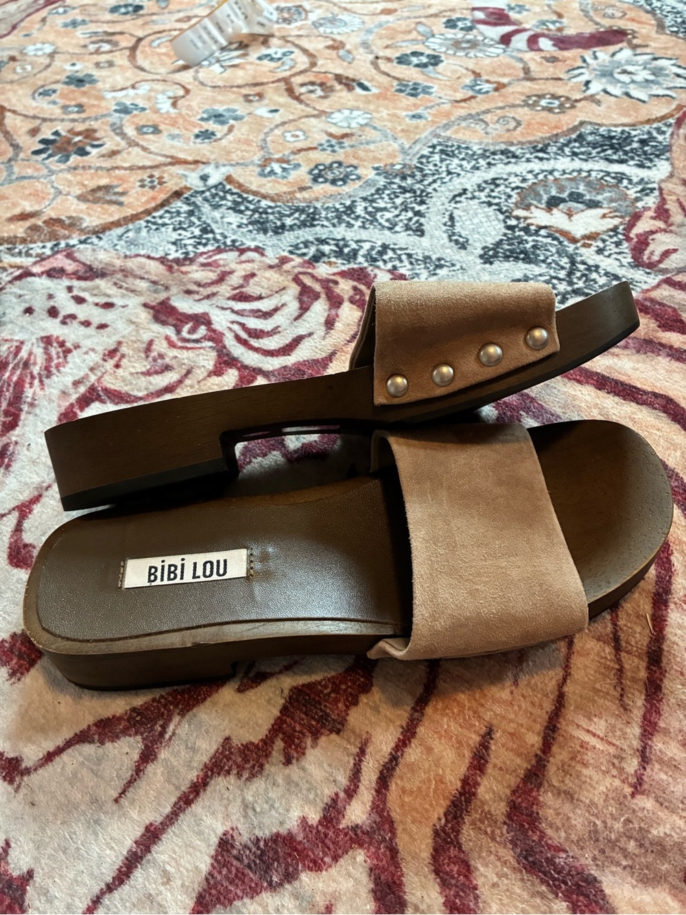 Bibi Lou Tan Suede Slide Sandals